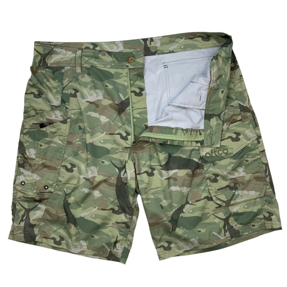 AFTCO Tactical Fishing Cargo Short 40 Green Camouflage - Picture 3 of 12